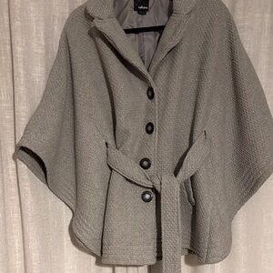 Charcoal Buttoned Women's Poncho